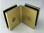 Fixed Bracket - Square 90 Degree Glass to Glass - Brushed Gold